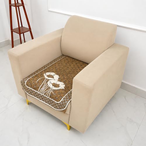 Image of Homerz Premium Chenille Fabric Sofa Cover | Soft, Durable & Dustproof | Decorative Couch Cover (Florida Chocolate, 1 Seater, Only Seat Cover)