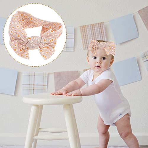 Faixa de cabelo de nylon com laço para crianças: faixa de cabelo elástica larga com estampa de marga