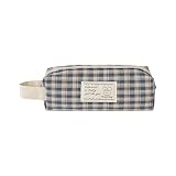 モノライク アンマッチド・フレンズ ファブリック チェック ブロック ペンケース, ヴィンテージブルー Unmatched Friends Fabric Check Block Pencil Case, Vintage blue - おしゃれ パディング 筆入れ ニュアンスカラー 韓国 文房具 大人可愛い デスク収納