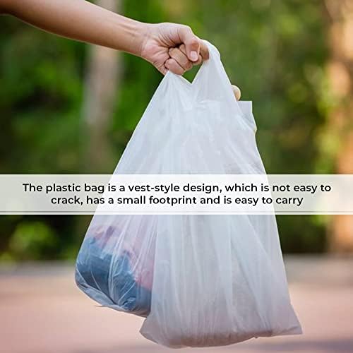 Tezraftaar® 100 x Vest Style Plastic Carrier Bags 13" x 19" x 23", 22mu White Heavy Duty Carry Bag for Apparel Shopping Gift Boutique Groceries & Shopping