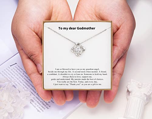 Godmother Gifts from Goddaughter&Godson Godmother Necklace Sterling Silver Rhinestone Knot Necklace for Godmom Birthday Gifts Christmas Gift2