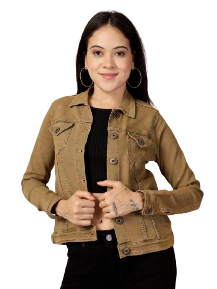 style quotient Women Olive dyed smart casual denim jacket.-picture-23