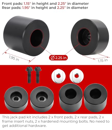 Image of Lifting Jack Pad Front & Rear Jack Pad Kit for Dodge Challenger Charger Magnum HellCat 300 2008-2016 Lift Pads Jack Stands Pucks (Front and Rear, Delrin Material)
