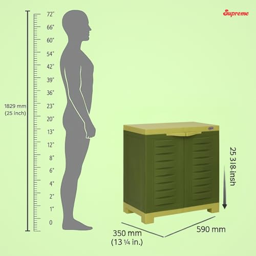 Image of Supreme chairs Fusion-01 Plastic Storage Cabinet | Compact & Multipurpose Storage Solution | Waterproof, Durable & Lightweight | Ideal for Home, Office & Garage | Green and Yellow