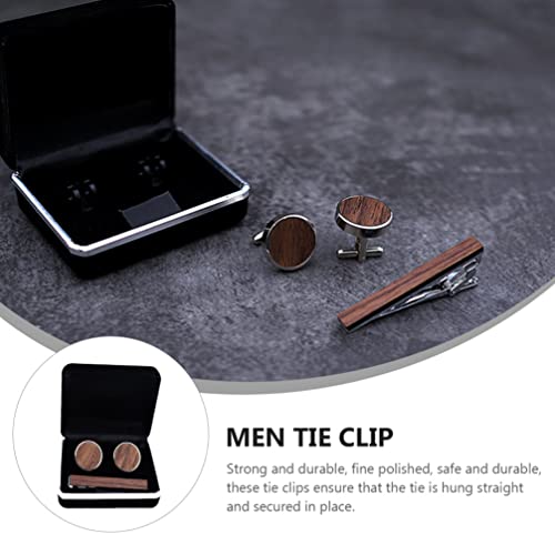 GALPADA Houten Manchetknopen en Tie Clip Set Mannen Hout Inlay Tie Clip Ronde Manchetknopen Met Cadeaubon Vader Cadeau Voor Formeel Zakelijk Huwelijksfeestje - Image 6