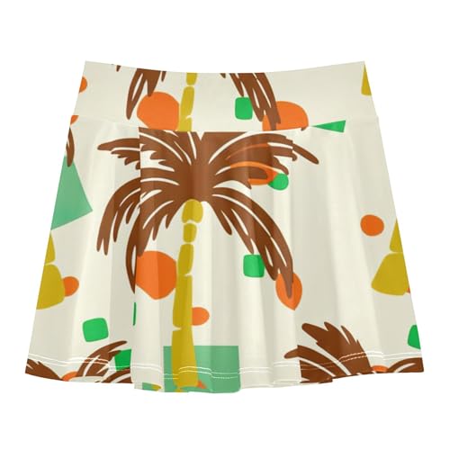 Joisal Girls Skorts Athletic Shorts Brown Palm Trees Tennis Skirts for Kids Dance Golf Flowy Skort 3t