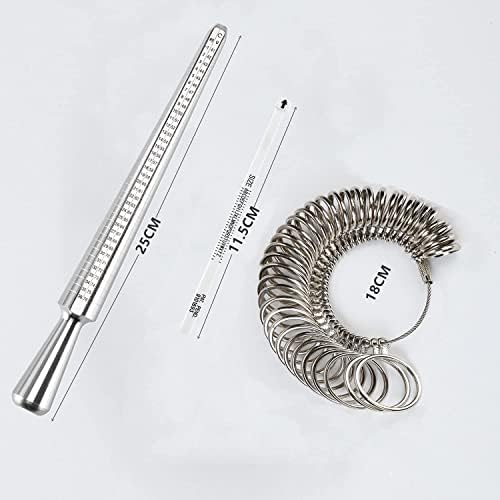 hzpolang 3 Pcs Ring Sizer UK Ring Measurement Tool A-Z Metal Finger Gauge Size Measure Set Rings Diameters Measuring Belt for Men Women Rings Sizing Kit Jewellery Ring Mandrel Stick
