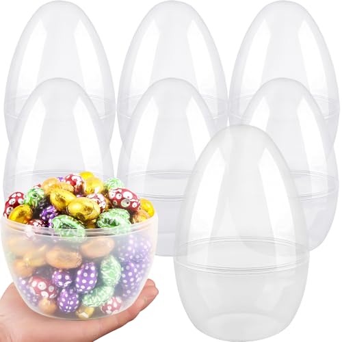 12 Inch/ 10 Inch/ 8 Inch Giant Clear Easter Eggs Fillable 4/5/ 6/7/ 8/10/ 12 Pcs Jumbo Plastic Easter Eggs Large Clear Easter Egg Empty for Adult Kids Easter Party