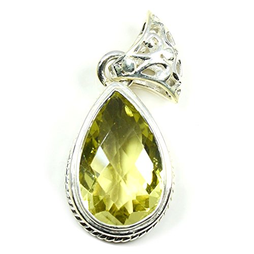 Pendentif en quartz naturel poire fait main collier argent sterling femme