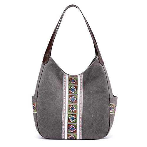 Hapkou Bolsos Mujer, Bolsos de Mano Mujer Lona Bolso Bandolera Multifuncional Casual Bolso de Hombro Gran Capacidad Totes Bolsos con Muchos Bolsillos Cover
