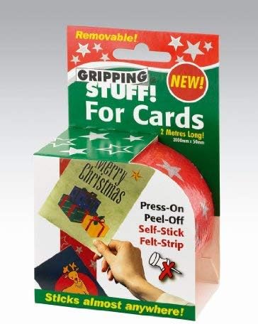 For Cards, perfect for Christmas and Birthday Cards, 2 metres Long (2000mm x 50mm) Red with Stars, Press-on-Peel-off, Self-Stick, felt-Strip, Sticks almost anywhere! Reusable and Restickable