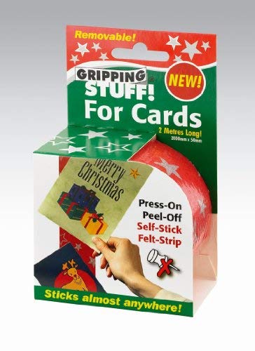 For Cards, perfect for Christmas and Birthday Cards, 2 metres Long (2000mm x 50mm) Red with Stars, Press-on-Peel-off, Self-Stick, felt-Strip, Sticks almost anywhere! Reusable and Restickable