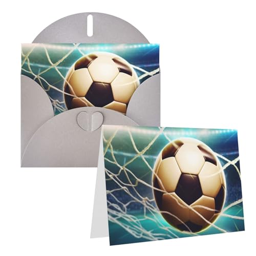 GDSHJKLW ゴール サッカー ブランク グリーティングカード 封筒付き 4インチ x 6インチ サンキューカード ノートカード あらゆる機会カード グレー クリスマス ホリデー 誕生日 卒業 記念日
