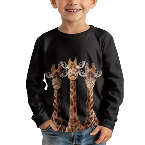 Boys' Long Sleeve Tees Casual Crewneck Lightweight Soft Cartoon Animal Shirts 3-16T