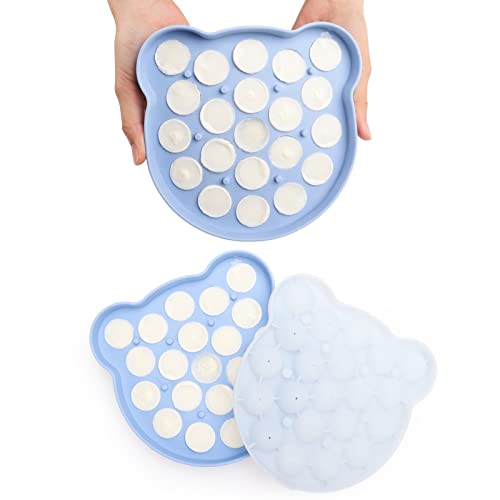 Image of Frozen Breastmilk Cube Mold,100% Food Grade Silicone Ice Cube Tray with Lid,BPA Free Safe for Baby Toddler Kid, Extra Fixture Points Lid and Easy Release Tab Blue - Dilovely