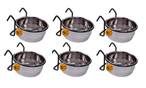 Sage Square Rustproof Stainless Steel Cage Food, Seed, Water Feeder Cum Bowl with Holder clamp for Birds (250ml) (Pack of 6) (B08CZNMGXZ) Amazon Price History, Amazon Price Tracker
