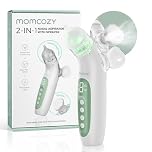Momcozy Aspirador Nasal Bebe Electrico con 4 Niveles Ajustables, 2 en 1 con Pulverización y Succión de 65 kPa de Grado Hospitalario, Silencioso y Portátil Aspirador Nasal para Bebe con Luz & Música