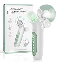 Momcozy BreezyClearTM 2-in-1 Electric Nasal Aspirator for Baby with Spray, 65kPa Hospital-Grade Suction, 4 Adjustable Levels, Quiet & Portable Nose Cleaner with Soothing Light & Music