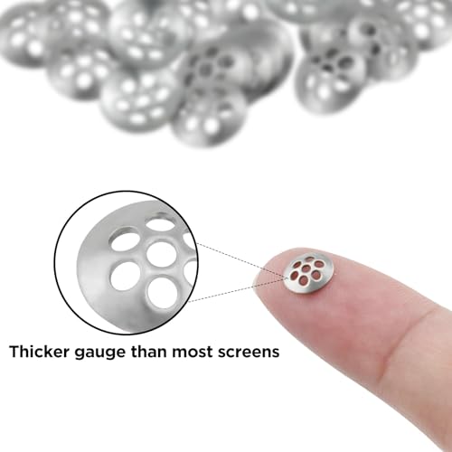 MARRTEUM 30 Pcs Pipe Screen Filters, Diameter 0.313\'\' (8mm) Stainless Steel Reusable Small Filter in Concave Shape with 7 Holes