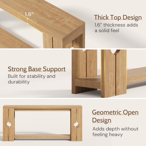 Image of Console Table 70.9 inch Extra Long Farmhouse Sofa Table Behind Couch, Narrow Entryway Table for Hallway Living Room, Natural