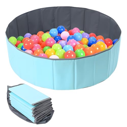Jonuin Foldable Ball Pit 100cm Portable Ocean Ball Pool for Pets | Durable Oxford Fabric Playpen for Indoor Outdoor Garden Balls Not Included (Blue)