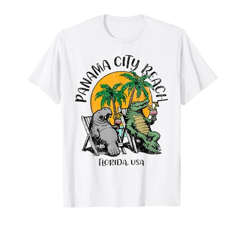 Panama City Beach Florida USA Divertido Manatí Diseño Cocodrilo Camiseta