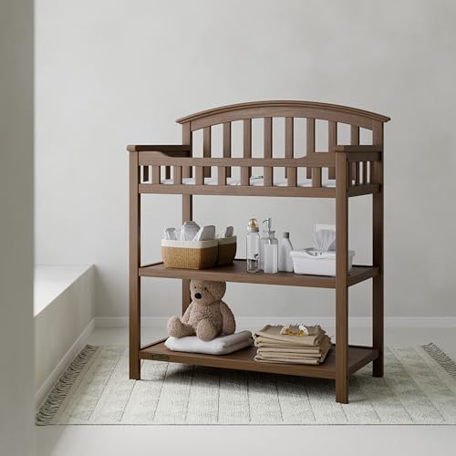 Image of Graco Changing Table with Water-Resistant Changing Pad (Hazelnut) - GREENGUARD Gold Certified, Multi Storage Nursery Baby Changing Table