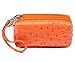 Big Mango Multi-purpose Fashion Ostrich Print Cellphone PU Leather Bag and Clutch Three Layers Zipper Wallet for Apple Iphone 4 4s Iphone 5 Iphone 5s 5c Samsung Galaxy S4 S3 HTC Blackberry MP3 and Makeup with Wristlet and Hand belt (Orange)