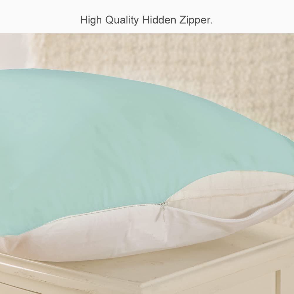 THXSILK 100% Pure Mulberry Silk Pillowcase with Cotton Underside for Hair and Skin, Luxury Mulberry Silk Pillow Cases with Hidden Zipper Closure, Queen, Light Blue