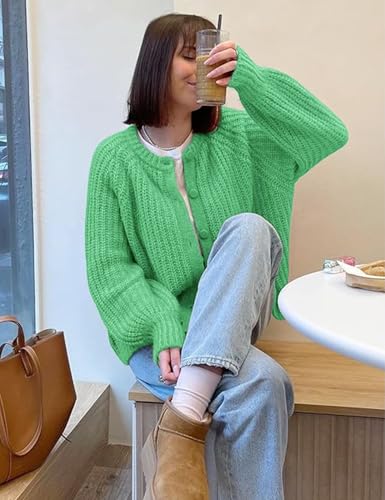 Esmeling Women’s Long Sleeve Crewneck Sweater Cardigans Fall Casual Solid Chunky Knit Coat2