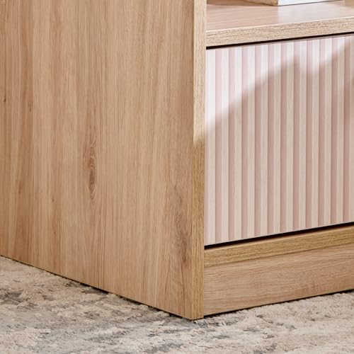Image of Home Centre | Lexus Bedside Table with Drawer | Engineered Wood | Oak | 1 Year Warranty