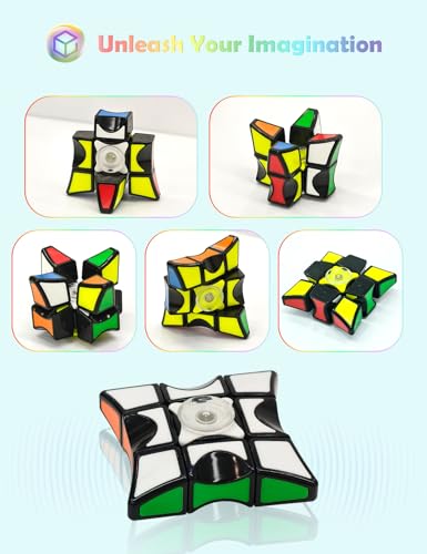 Miniatura 4 de Roxenda 1x3x3 Speed Cube Cubo Mágico De Velocidad Combinado Con Un Spinner Liso Puzzle Juguetes Para Niños Negro