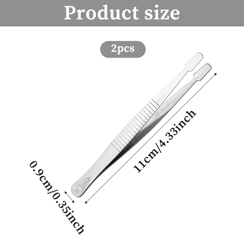 JJUNW 2 Stück Stempel Pinzette, Edelstahl Flach Breit Pinzette Universal Pinzette Briefmarkenpinzetten Philatelie Sammlerwerkzeuge für Briefmarken Dokumente Fotoentwicklung