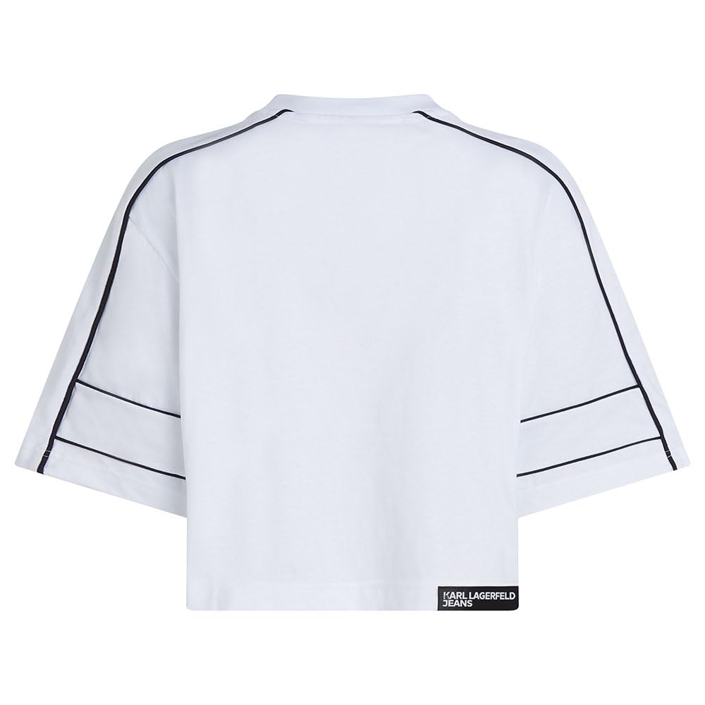 Karl Lagerfeld Jeans Damen Relaxed Cropped Piping T-Shirt