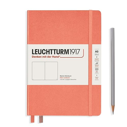 Image of LEUCHTTURM1917 - Notebook Hardcover Medium A5-251 Numbered Pages for Writing and Journaling (Bellini, Plain)