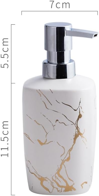 3 Pieces of Ceramic Soap Dispenser,Bathroom Accessories Set,Pump Bottle,Hand Wash Dispenser,Used for Bath Lotion,Shampoo,Lotion,etc.,Capacity 350ml (Green 7 * 17cm)