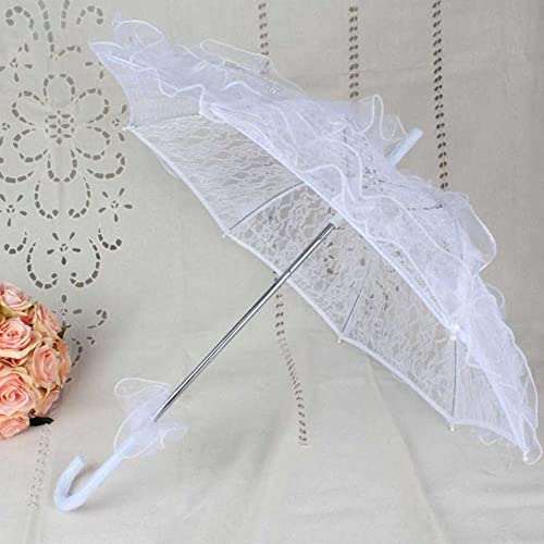 Lace Umbrella,Bridal Lace Parasol Lace Umbrella, Hand Made Bridesmaid Embroidered Umbrella For Wedding Parties Dancing Photography Props(White) #TOP1