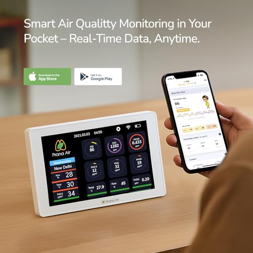 Image of Prana Air Sensible+ Indoor Air Quality Monitor - 7 Inch Touch Screen, PM2.5, CO2, TVOC, HCHO | WiFi, Mobile & TV App Enabled