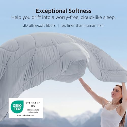Image of Bedsure Cooling Comforter Full Size - Cooling Blankets for Hot Sleepers, Lightweight Comforter for Summer with Dual-Sided Cool Tech, Soft Breathable Cold Blanket for Sleeping, Grey, 82x86 Inches