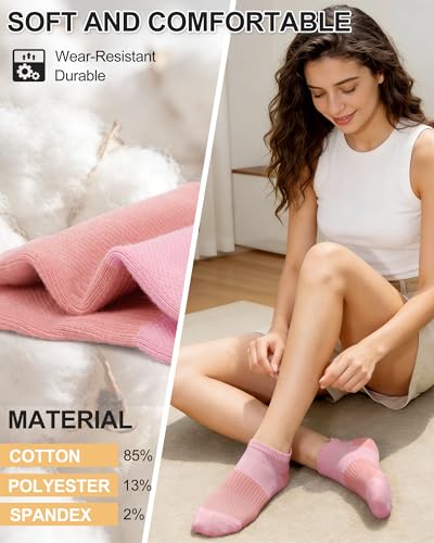 Image of 6 Pairs Ankle Socks for Women - Lightweight Low Cut No Show Casual Cotton Socks Breathable