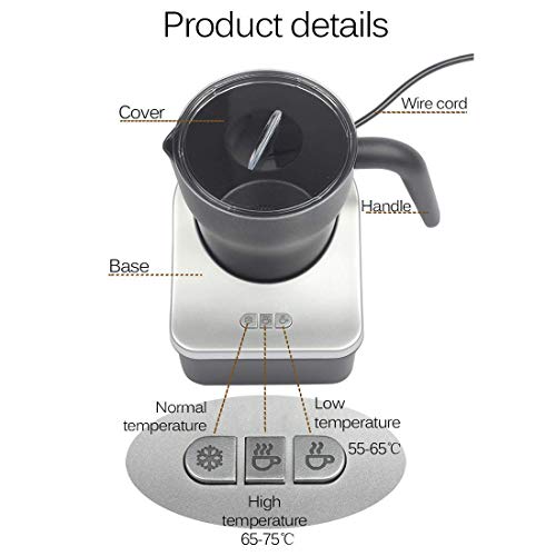 LWX Espumador de Leche Vaporizador de Leche eléctrico, Hecho de Acero Inoxidable Se Puede Calentar Espumador líquido con… - Imagen 8