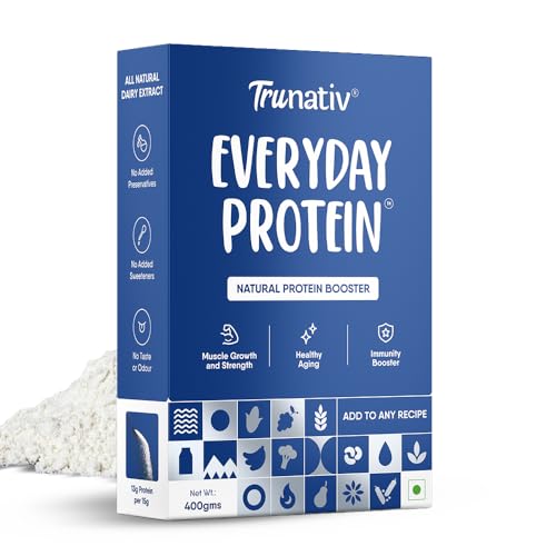 Image of Trunativ Cookable Milk Whey Protein Isolate| 90% Protein Per Serving | Muscle Growth & Immunity Booster| Natural Protein Powder| No Added Sugar | Higher Protein Absorption | Unflavoured 400g (Pack of 1)