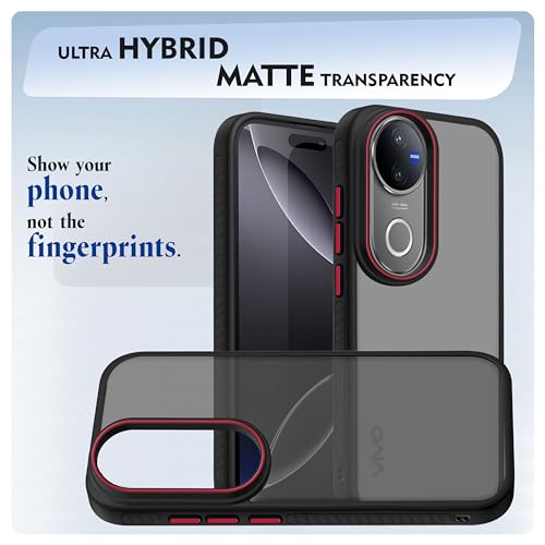 Image of V-TAN Back Cover for Vivo V50 5G Matte Finish Transparent Case, TPU, Camera Protective Shockproof Cover, Black