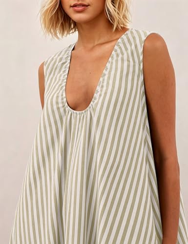 Image of Women Flowy Maxi Dress Ruched Sleeveless Long Dress Vacation Fashion Summer Casual Loose Fit Sundress with Pockets
