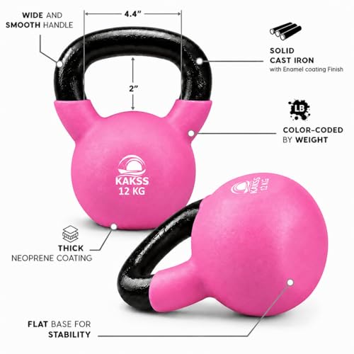 Image of Kakss Half Coating Neoprene Kettlebell (Pink, 12 KG)