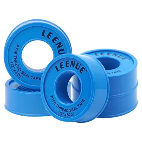 LEENUE Plumbers Tape 5 Pack, Good Sealing Teflon Tape to Prevent Leakage of Pipes, Shower Head and Sewers 12mm X 13m Blue Cover