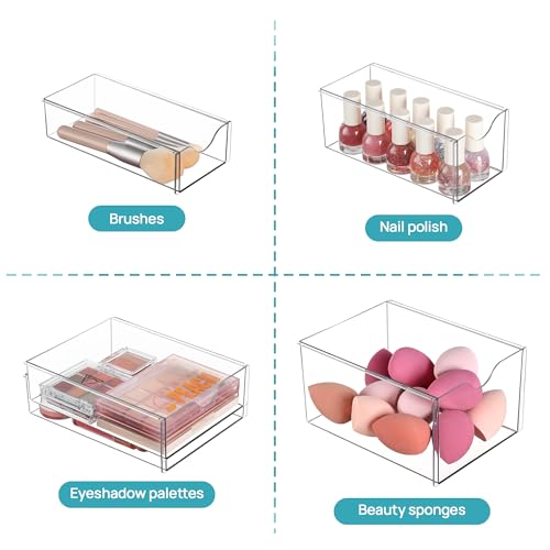 Image of Vtopmart Acrylic Organizer with 8 Drawers, Desk Organizers and Accessories, Clear Makeup Organization, Dustproof Storage Drawers for Office Art Craft Supplies