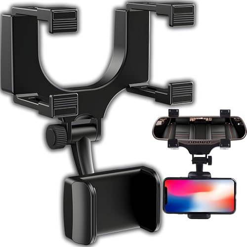 Retoo Uniwersalny uchwyt samochodowy na telefon komórkowy do lusterka wstecznego, mocny uchwyt do wszystkich samochodów, stabilny, wielofunkcyjny uchwyt na smartfon Samsung, Phone, Huawei