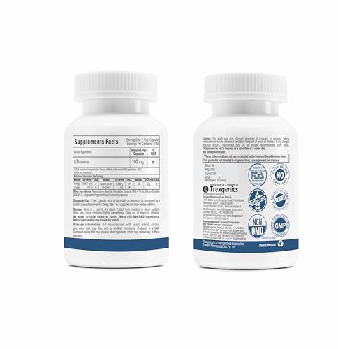 Image of Trexgenics L-THEANINE 100 mg Stress, Focus, Mood, Relaxation Support (120 Veg Capsules)