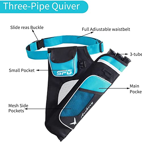 Sopoger 3/4 Tube Archery Hip Quiver For Arrows Bow Belt Waist Hanged Quiver Fit For Compound Bow And Recurve Bow Target Archery (Blue(3 Tube)) #TOP2